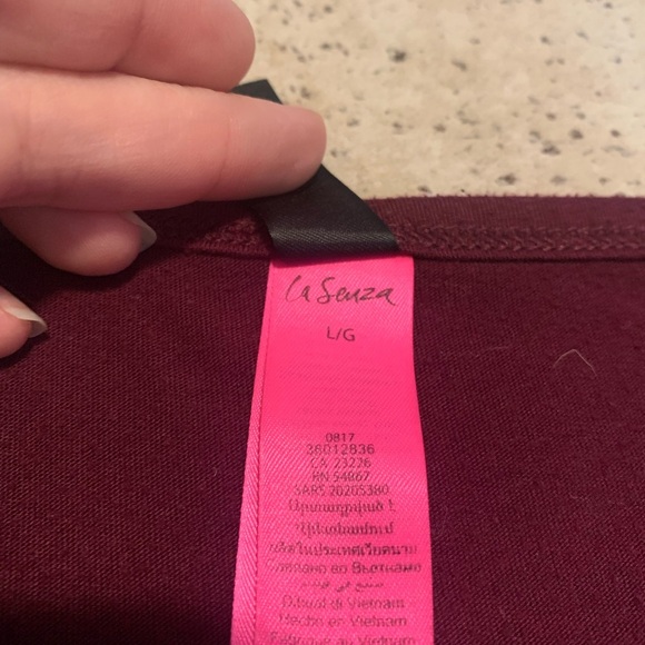 La Senza Burgundy 3/4 Sleeve Tee - Lounge/Casual Top, Size L - Picture 2 of 6